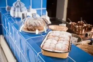 Traditional Czech buchty – soft sweet buns filled with plum jam or cottage cheese