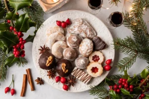 Traditional Czech Christmas cookies – vanilkové rohlíčky and small festive pastries served during Advent